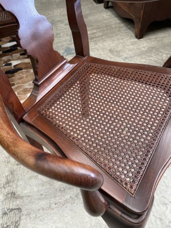 Vintage Set 12 Twelve Queen Anne Mahogany Dining Cane Seated Chairs - Image 9