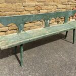 Antique European Painted Pine Bench Pew Settle, c 1880 Antique Miscellaneous
