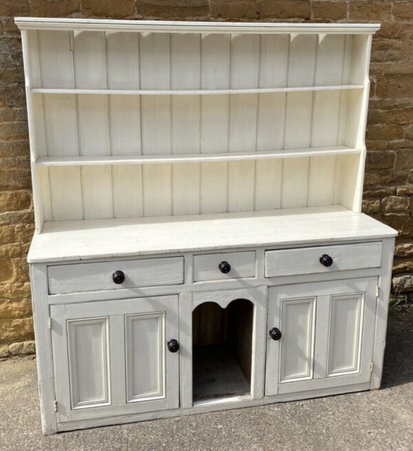 Antique Victorian Painted Pine Housekeeper Dresser Dog Kennel Base, c 1860