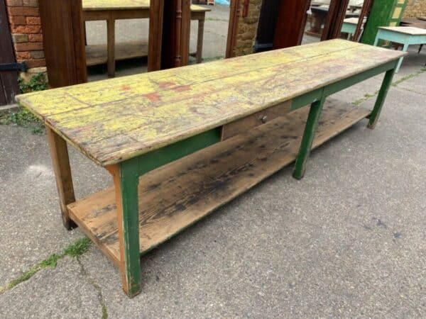 Antique French Pine Draper's Industrial Refectory Table, c 1860 L351