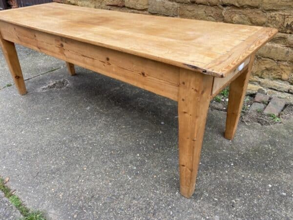 Antique Pine Farmhouse Refectory Dining Table, c 1880 - Image 3