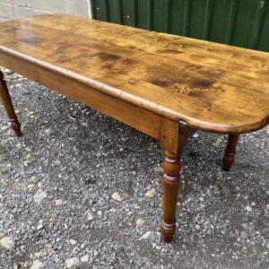 Antique French Sycamore D-End Rounded Refectory Dining Table, c1860. L203 Dining Miscellaneous