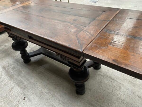 Antique Dutch Baroque Oak Draw Leaf Dining Table, c 1780 Dining Miscellaneous 10