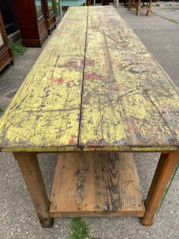 Antique French Pine Draper's Industrial Refectory Table, c 1860 L351 - Image 3