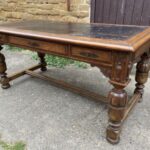 Antique French Oak 19th Century Leather Desk, c 1890 Antique Miscellaneous
