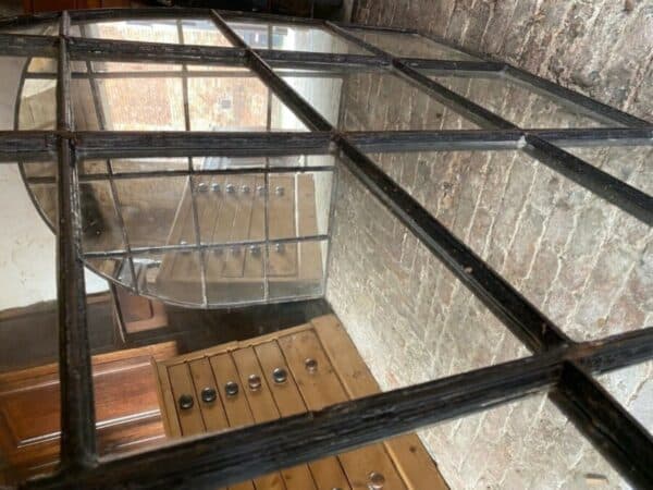 Antique French Industrial Large Cast Iron Mirror Window, c 1900 - Image 12