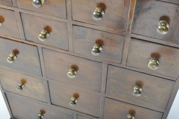 Antique Mahogany Georgian Apothecary Chest Bank Drawers, c1820 - Image 7