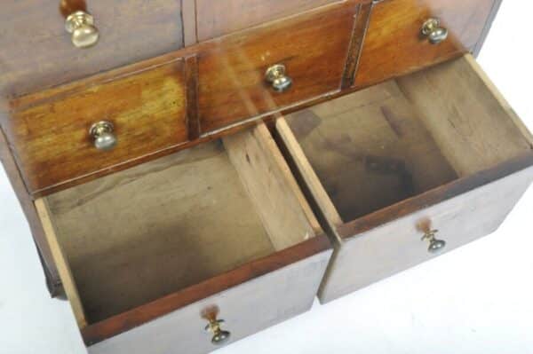 Antique Mahogany Georgian Apothecary Chest Bank Drawers, c1820 - Image 5