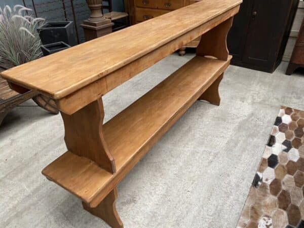 Vintage Pair Pine Benches Pews Rectangular L183 - Image 12