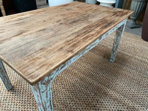 Antique Solid Oak Farmhouse Table, c 1890 - Image 7