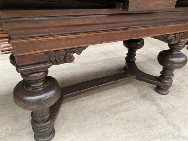 Antique Dutch Baroque Oak Draw Leaf Dining Table, c 1780 - Image 7