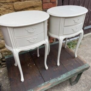 Antique Pair of French Painted Bedside Nightstand Cupboards, c 1920 bedside Miscellaneous