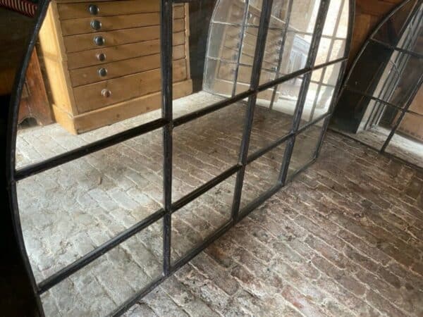 Antique French Industrial Large Cast Iron Mirror Window, c 1900 - Image 4