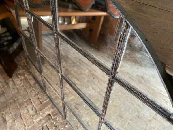 Antique French Industrial Large Cast Iron Mirror Window, c 1900 - Image 2