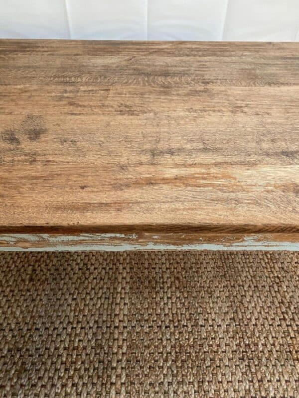 Antique Solid Oak Farmhouse Table, c 1890 - Image 5