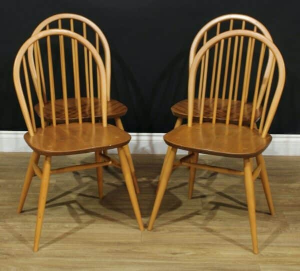 Antique Vintage Ercol Elm & Beech Windsor Dining Table & Four 4 Chairs, c 1960 - Image 4