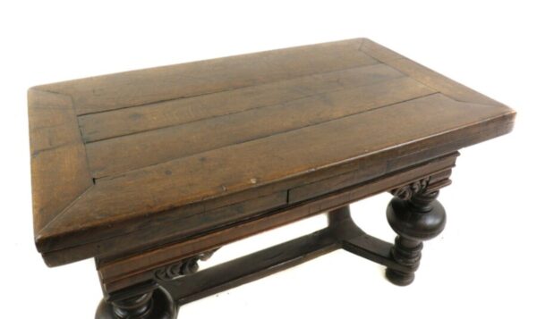 Antique Dutch Baroque Oak Draw Leaf Dining Table, c 1780 - Image 6