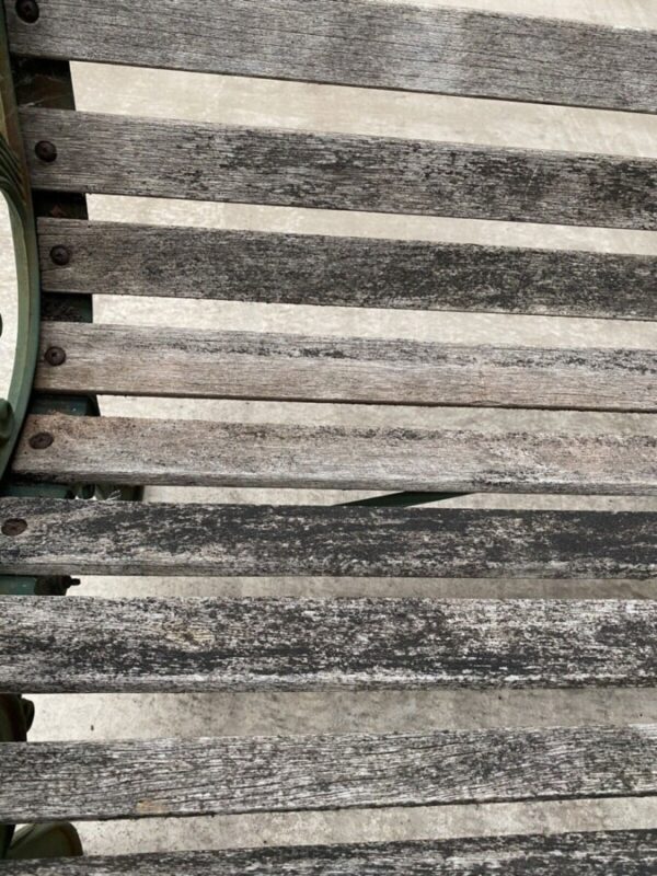 Vintage French Cast Iron & Pine Garden Bench - Image 10