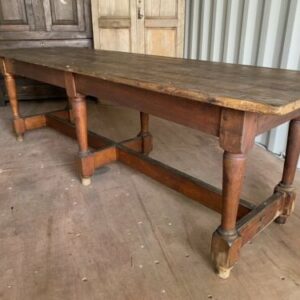 Antique Mahogany Brass & Pine School Refectory Dining Table, c 1860 Dining Miscellaneous