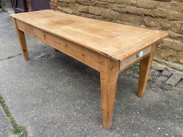 Antique Pine Farmhouse Refectory Dining Table, c 1880 - Image 2