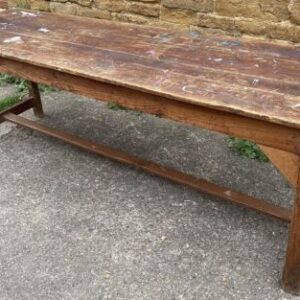 Antique French Pine School Farmhouse Refectory Artist Table, c 1900 L201 Dining Miscellaneous