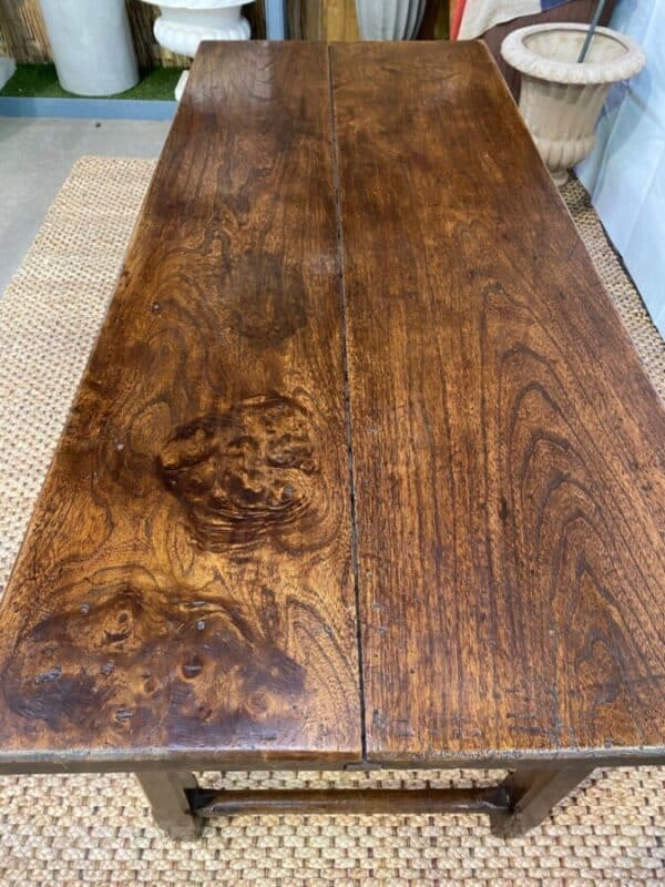 Antique French Oak Refectory Dining Table, c 1840 - Image 4
