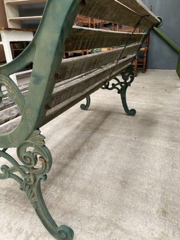 Vintage French Cast Iron & Pine Garden Bench - Image 5