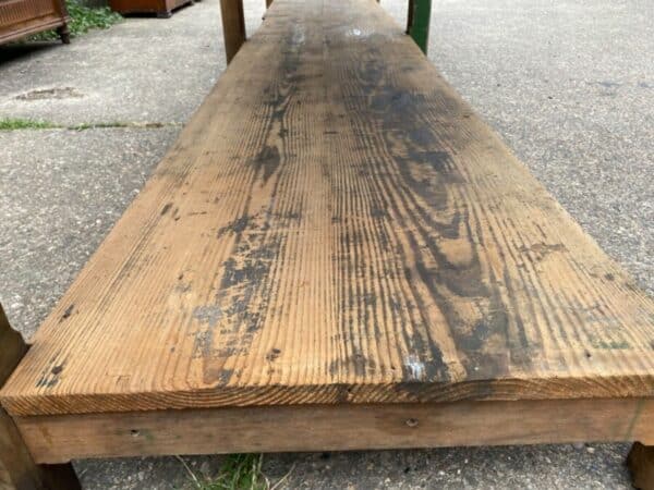 Antique French Pine Draper's Industrial Refectory Table, c 1860 L351 - Image 6