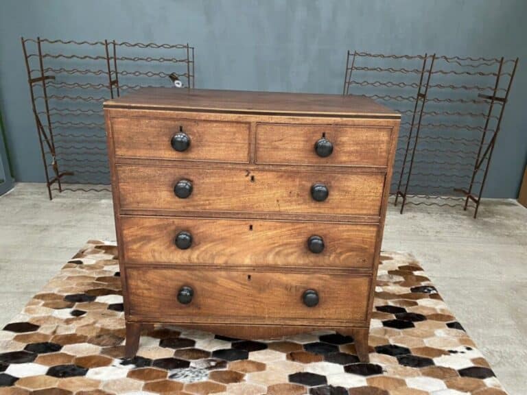 Antique Mahogany Georgian 2 over 3 Chest of Drawers, c 1820