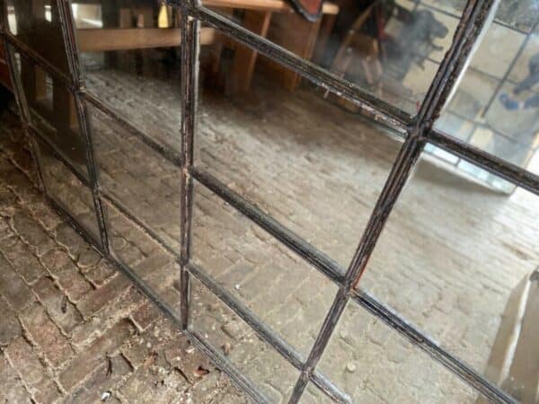 Antique French Industrial Large Cast Iron Mirror Window, c 1900 - Image 3