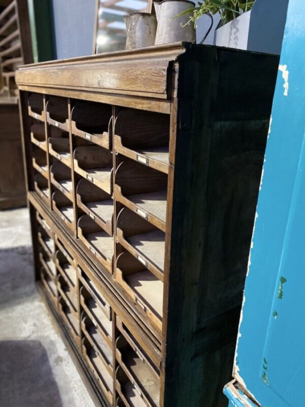 Antique English Pine & Oak Shop Haberdashery Bank of 32 Drawers, c1920 - Image 2
