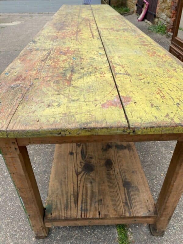 Antique French Pine Draper's Industrial Refectory Table, c 1860 L351 - Image 7