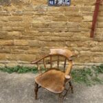 Antique Elm & Ash Captain’s Desk Smoker’s Bow Armchair, c1870 Antique Miscellaneous