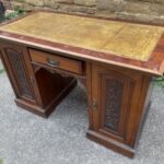 Antique Walnut & Leather Edwardian Pedestal Desk, c 1910 Antique Miscellaneous