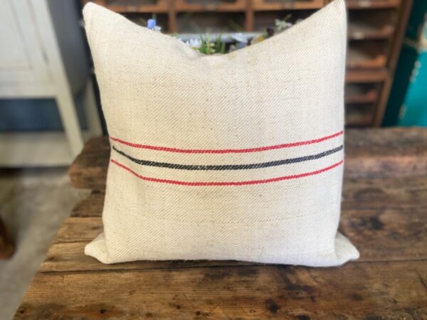 Red and Black thin Stripe Herringbone Cushion