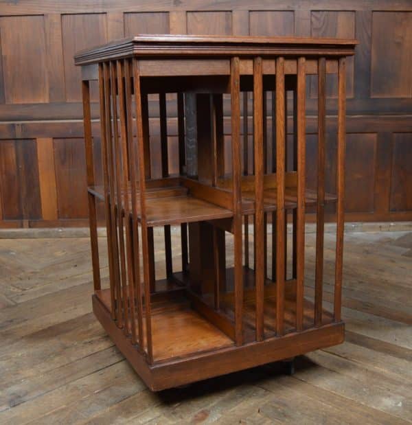 Edwardian Oak Revolving Bookcase SAI2869 - Image 12
