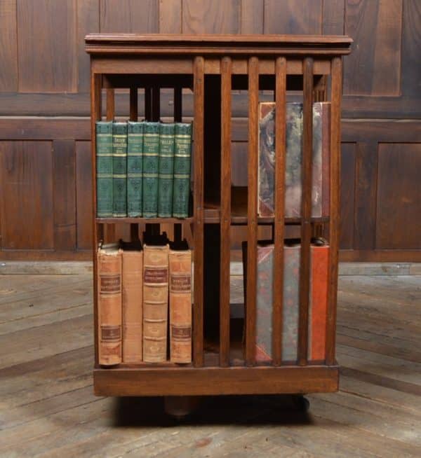 Edwardian Oak Revolving Bookcase SAI2869 - Image 3