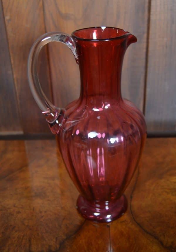 Victorian Cranberry Glass Water Jug SAI2882 cranberry glass Antique Glassware 3