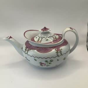 Superb New Hall Boat Shape Teapot pattern 173 Georgian Porcelain Antique Ceramics 3