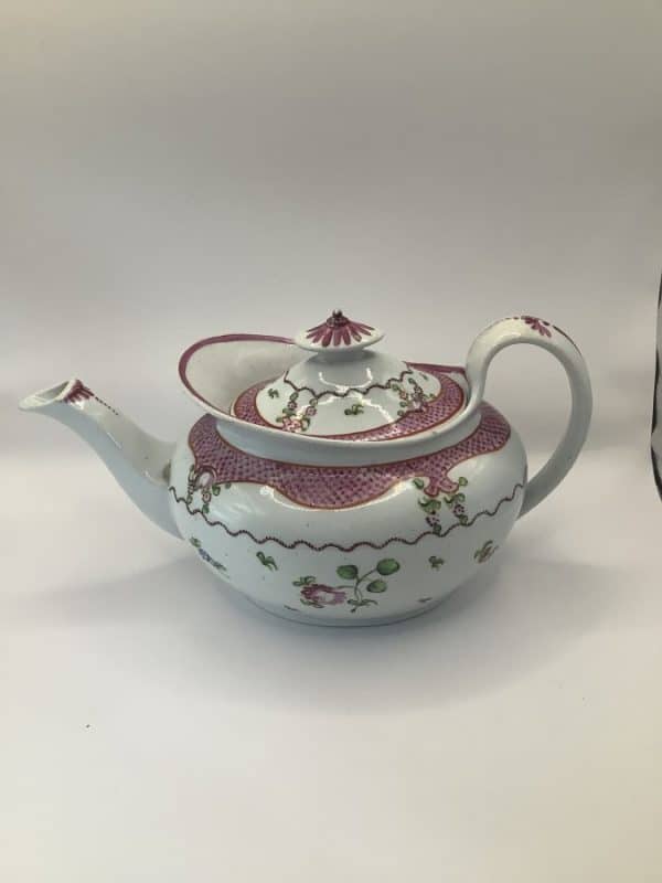 Superb New Hall Boat Shape Teapot pattern 173 Georgian Porcelain Antique Ceramics 3