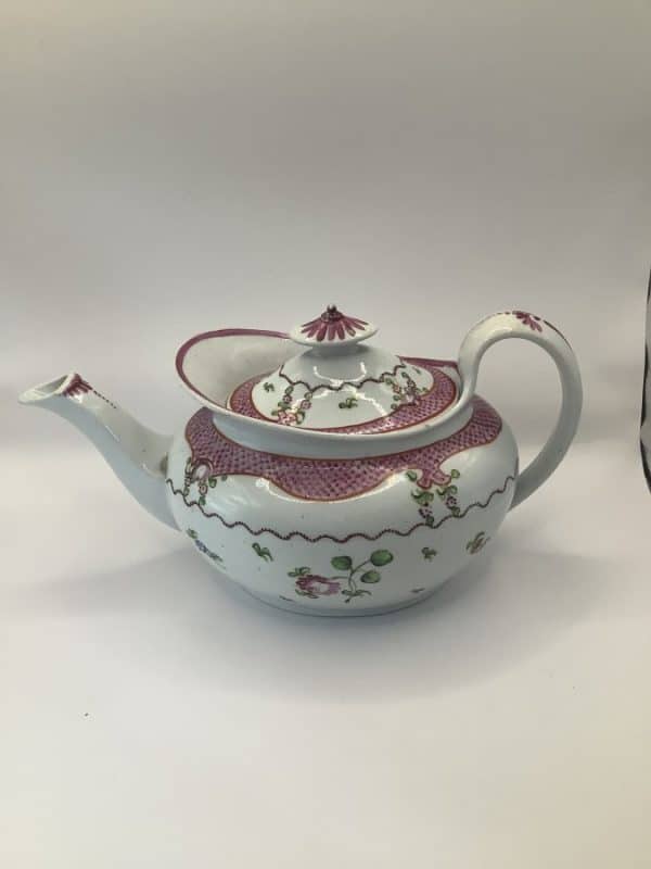 Superb New Hall Boat Shape Teapot pattern 173