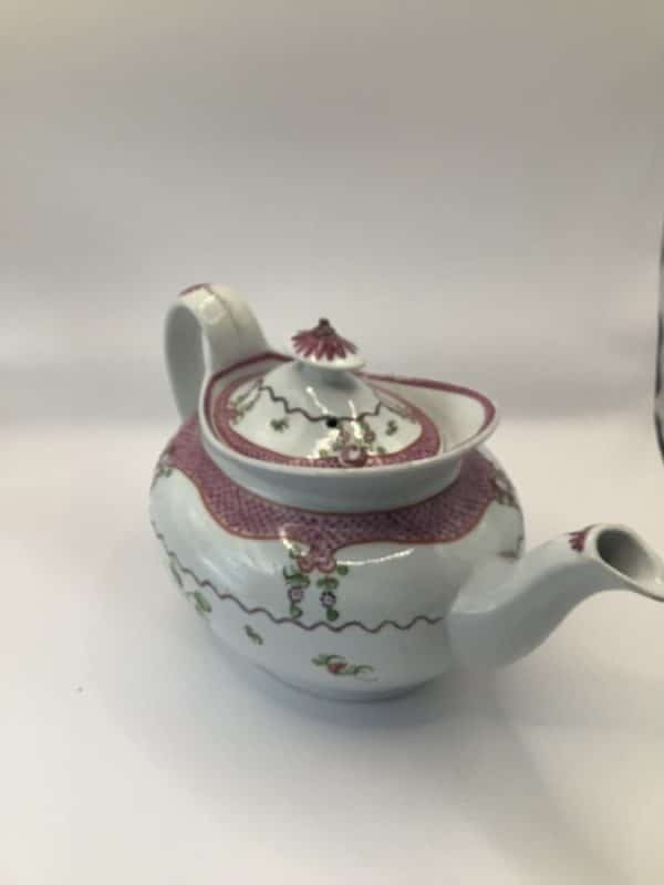 Superb New Hall Boat Shape Teapot pattern 173 Georgian Porcelain Antique Ceramics 4