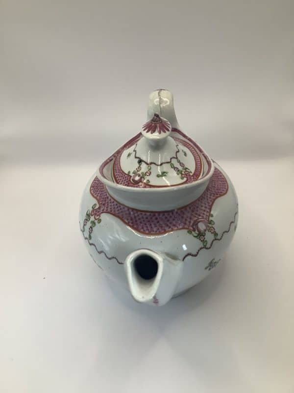 Superb New Hall Boat Shape Teapot pattern 173 Georgian Porcelain Antique Ceramics 5