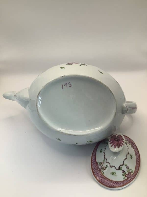 Superb New Hall Boat Shape Teapot pattern 173 Georgian Porcelain Antique Ceramics 8