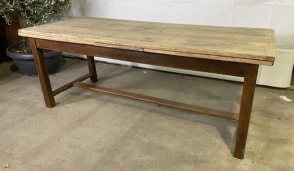 Antique French Oak Refectory 12 seater Extending Scrub Top Dining Table, c 1870 - Image 19