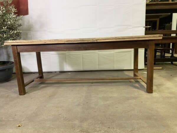 Antique French Oak Refectory 12 seater Extending Scrub Top Dining Table, c 1870 - Image 9