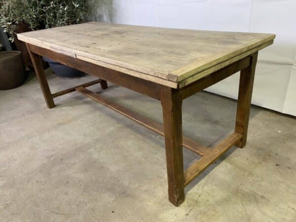 Antique French Oak Refectory 12 seater Extending Scrub Top Dining Table, c 1870 - Image 3