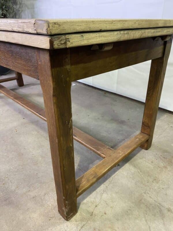 Antique French Oak Refectory 12 seater Extending Scrub Top Dining Table, c 1870 - Image 10