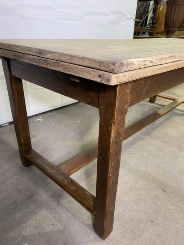 Antique French Oak Refectory 12 seater Extending Scrub Top Dining Table, c 1870 - Image 12