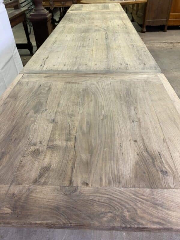 Antique French Oak Refectory 12 seater Extending Scrub Top Dining Table, c 1870 - Image 7